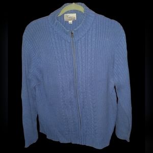 Tradition Blue Zipper front Sweater Cardigan Sz 18